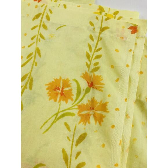 Pequot 70s Yellow Flower Power Twin Flat Sheet Muslin Dacron Wildflowers Orange - Picture 5 of 8